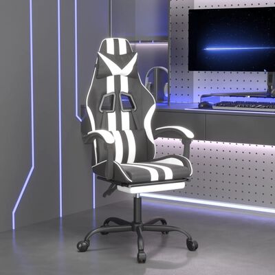 vidaXL Gaming-Stuhl mit Fußstütze Drehbar Schwarz & Weiß Kunstleder