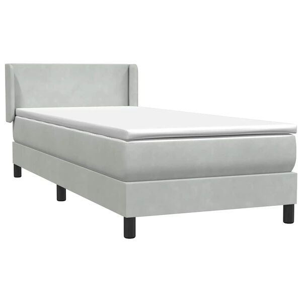vidaXL Boxspringbett mit Matratze Hellgrau 80x220 cm Samt