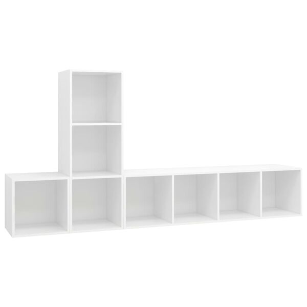 vidaXL 3-tlg. TV-Schrank-Set Weiß Holzwerkstoff