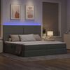 vidaXL Bett mit Stauraum und LED Hellgrau 200 x 200 cm Polyester