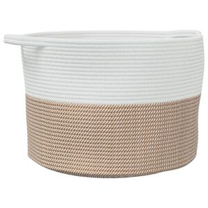vidaXL W&auml;schekorb Braun und Wei&szlig; &Oslash;55x36 cm Baumwolle