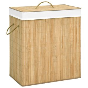 vidaXL Bambus-W&auml;schekorb mit 2 F&auml;chern 100 L