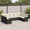 vidaXL Garten-Sofa-Set mit Kissen 9 pcs Schwarz Poly-Rattan