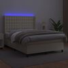vidaXL Boxspringbett mit Matratze & LED Creme 140x190 cm Kunstleder