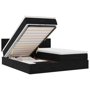 vidaXL Ottoman-Bett mit Matratzen & LEDs Schwarz 180x200 cm Samt