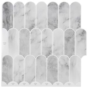 vidaXL Federfliese 10 Stk. Grau Marmor 30 x 30 cm Polyurethan und PET