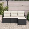 vidaXL Sofa Set mit Kissen 4 pcs Schwarz und Creme Poly-Rattan