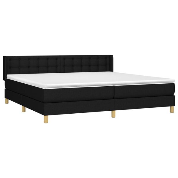 vidaXL Boxspringbett mit Matratze Schwarz 180x200 cm Stoff