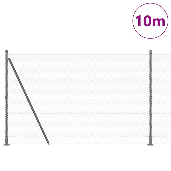 vidaXL Zaunpfosten Grau 10 x 1,5 m (36 mm Netz) Stahl und PVC