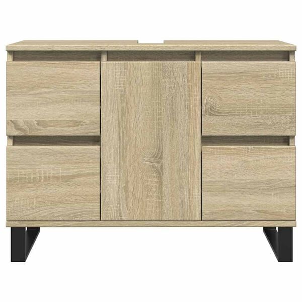 vidaXL Badschrank Sonoma-Eiche 80x33x60 cm Holzwerkstoff