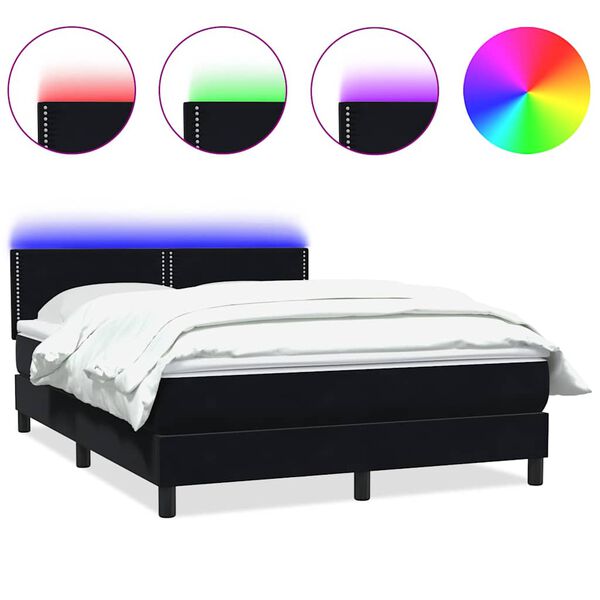 vidaXL Boxspringbett mit Matratze & LED Schwarz 160x210 cm Samt