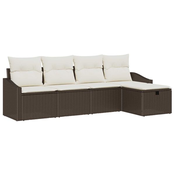 vidaXL Sofa Set mit Kissen 5 pcs Poly-Rattan