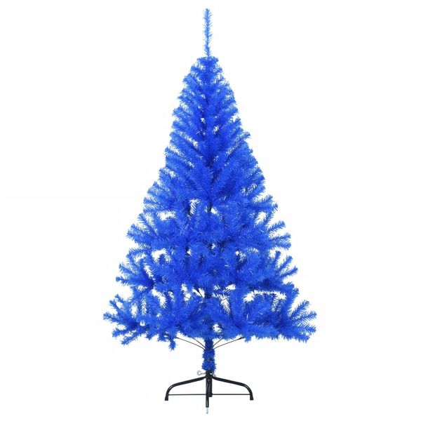 vidaXL K&uuml;nstlicher Halb-Weihnachtsbaum mit St&auml;nder Blau 120 cm PVC