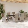 vidaXL Garten Essgruppe mit Kissen 7 pcs Beige Poly-Rattan