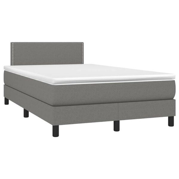 vidaXL Boxspringbett mit Matratze Dunkelgrau 120x200 cm Stoff