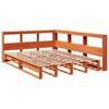 vidaXL Massivholzbett mit Regal ohne Matratze Wachsbraun 135x190 cm