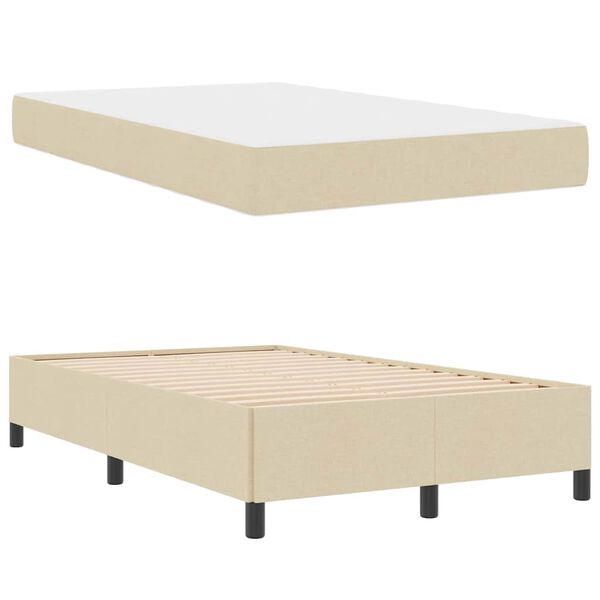 vidaXL Boxspringbett Creme 120 x 190 cm Stoff
