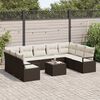 vidaXL Sofa Set mit Kissen 10 pcs Braun und Creme Poly-Rattan
