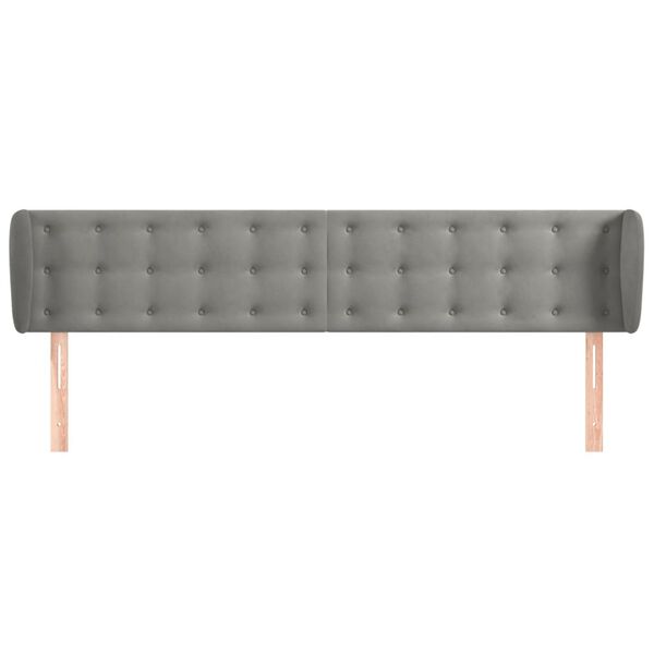 vidaXL Kopfteil mit Ohren Hellgrau 203x23x78/88 cm Samt