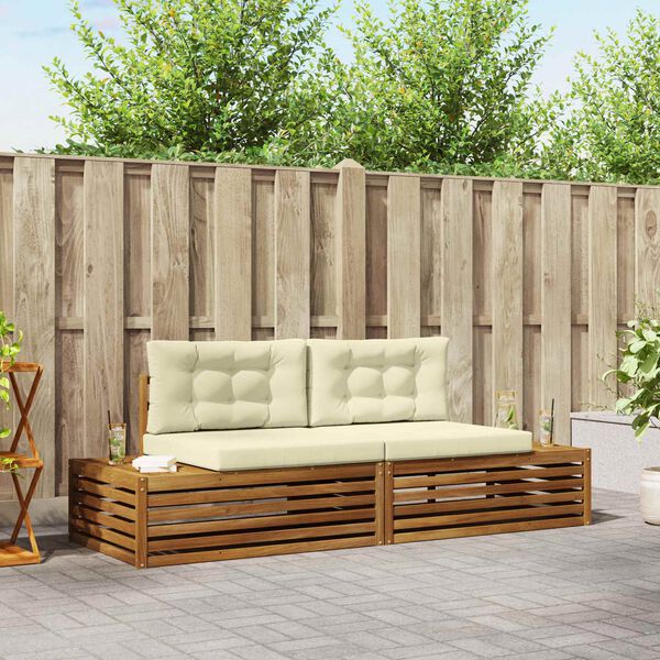 vidaXL Outdoor-Sofagarnitur mit Kissen 2 St&uuml;ck Natur und Creme