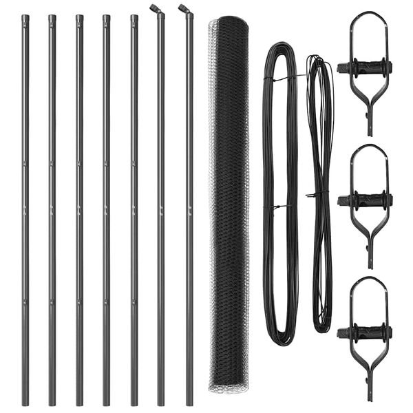 vidaXL Zaunpfosten Grau 10 x 1,5 m (25 mm Maschen) Stahl und PVC
