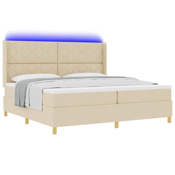 vidaXL Boxspringbett mit Matratze Creme 200 x 200 cm Stoff