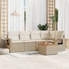 vidaXL 6-tlg. Garten-Sofagarnitur mit Kissen Beige Poly Rattan