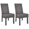 vidaXL Esszimmerst&uuml;hle 2 Stk. Braun Kubu-Rattan und Mahagoniholz