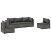 vidaXL 5-tlg. Garten-Lounge-Set mit Kissen Poly Rattan Grau