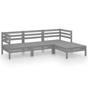 vidaXL 4-tlg. Garten-Lounge-Set Massivholz Kiefer Grau