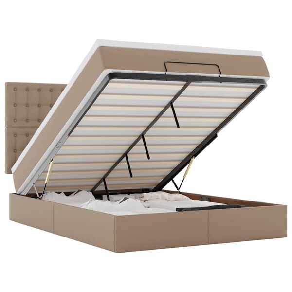 vidaXL Ottoman-Bett mit Matratze & LEDs 140x190cm Kunstleder