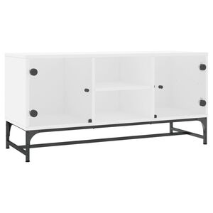 vidaXL TV-Schrank mit Glast&uuml;ren Wei&szlig; 102x37x50 cm