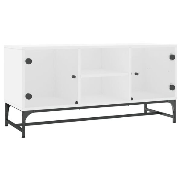 vidaXL TV-Schrank mit Glastüren Weiß 102x37x50 cm