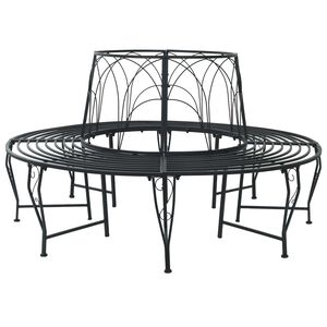 vidaXL Baumbank 8-Sitzanzahl &Oslash; 160 x 89 cm Stahl Schwarz Rund