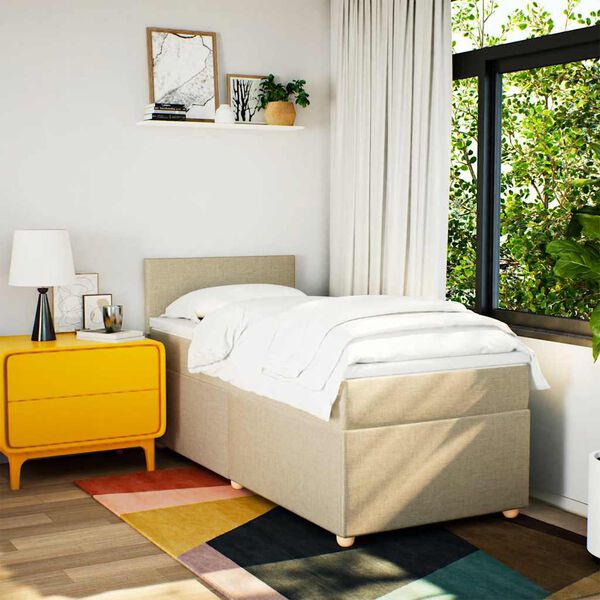 vidaXL Boxspringbett mit Matratze Creme 80x200 cm Stoff