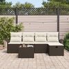 vidaXL Garten-Sofa-Set mit Kissen mit Speicher 6 pcs Braun Poly Rattan