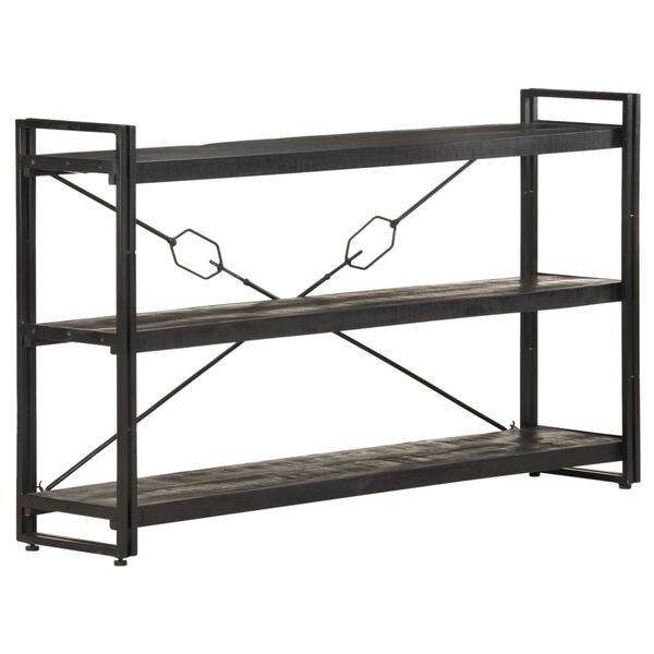 vidaXL Bücherregal 3 Fächer Schwarz 140x30x80 cm Mango Massivholz