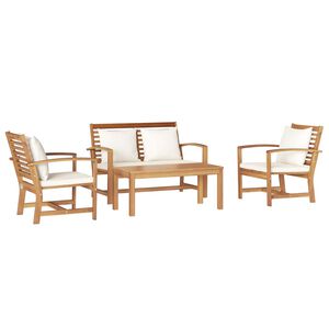vidaXL Gartensofa-set 4 pcs Natur Massivholz Teak