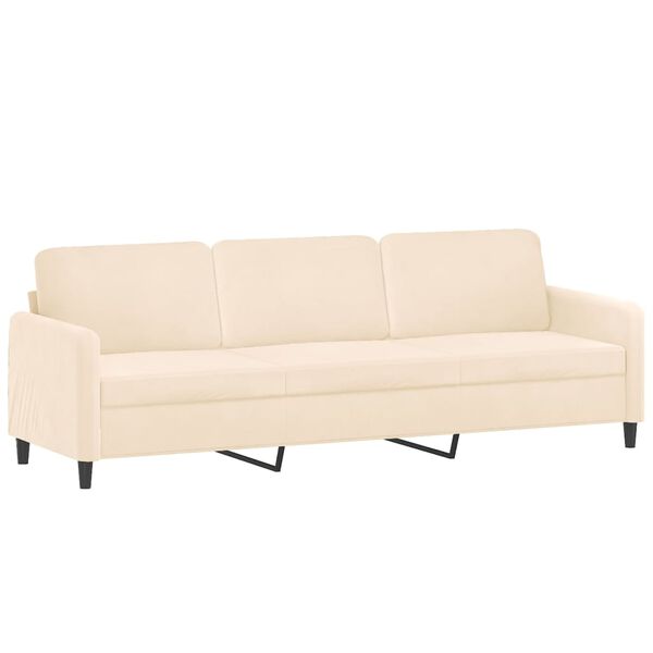 vidaXL 3-Sitzer-Sofa mit Hocker Creme 210 cm Samt