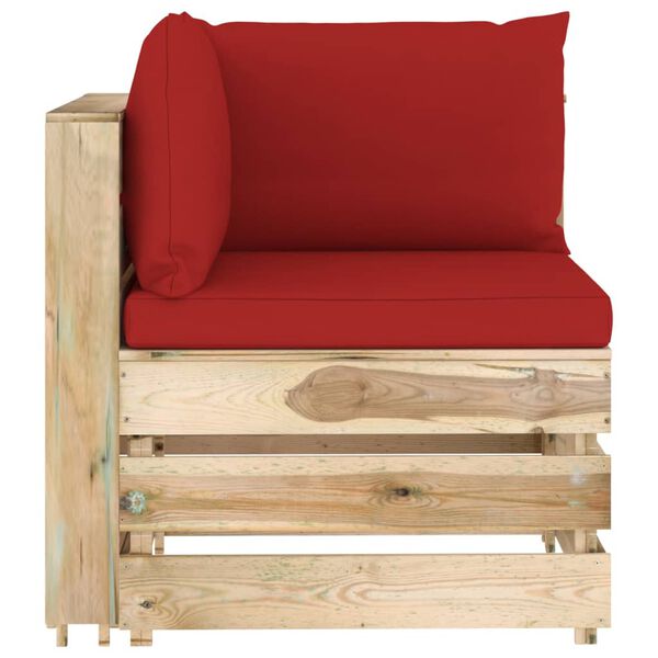 vidaXL 7-tlg. Garten-Lounge-Set mit Kissen Gr&uuml;n Impr&auml;gniertes Holz