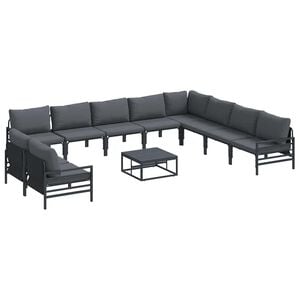 vidaXL Gartensofa-set 11 stk. Schwarz Stahl