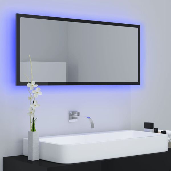 vidaXL LED-Badspiegel Hochglanz-Schwarz 100x8,5x37 cm Acryl