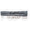 vidaXL 4-tlg. Paletten-Lounge-Set mit Kissen in Grau Holz