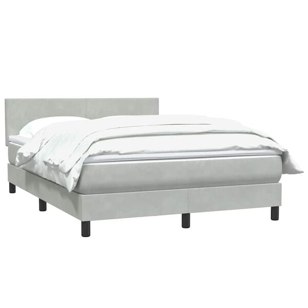 vidaXL Boxspringbett mit Matratze Hellgrau 160x210 cm Samt