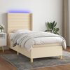 vidaXL Boxspringbett mit Matratze & LED Creme 90x200 cm Stoff