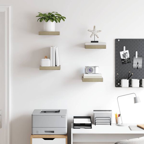 vidaXL Schwebende Wandregale 4 Stk. Eichefarben 23x23,5x3,8cm MDF