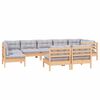 vidaXL 9-tlg. Garten-Lounge-Set mit Grauen Kissen Kiefer Massivholz