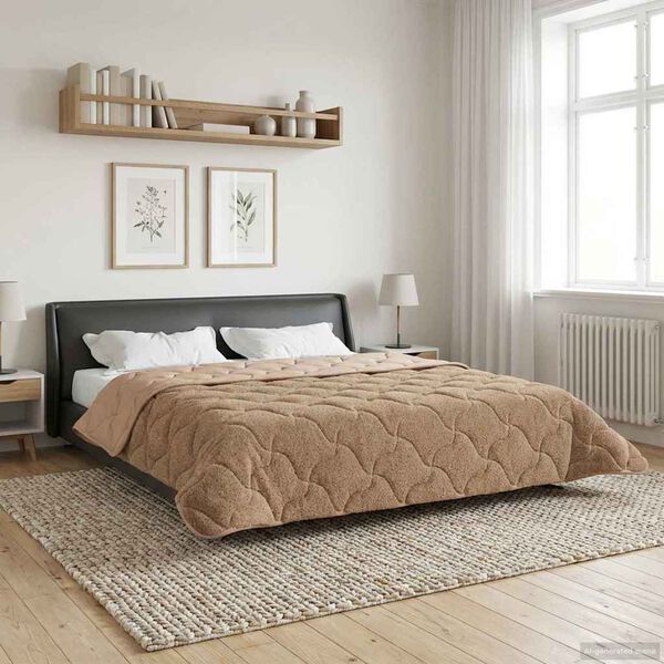 vidaXL Sommerdecke Taupe 220 x 260 cm Mikrofaser und Teddy-Fleece