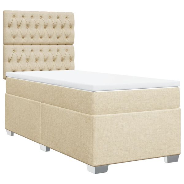 vidaXL Boxspringbett mit Matratze Creme 80x200 cm Stoff