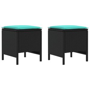vidaXL Garten-Fu&szlig;hocker 2 St&uuml;ck Schwarz und T&uuml;rkis 38 x 38 x 45 cm